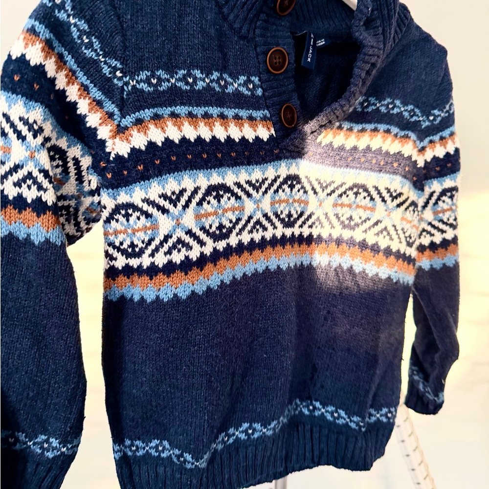 Janie and Jack Blue Fair Isle Boys Sweater 2T